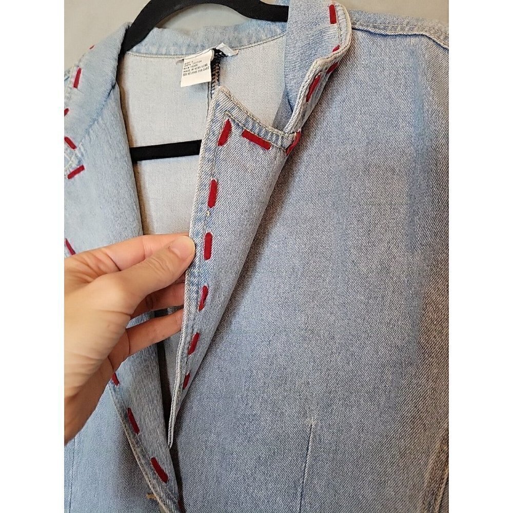 Cervelle Vintage Women's Denim Jacket Size L Blue Jean Blazer Southwestern Aztec - Picture 7 of 12
